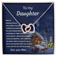Sentimental Daughter Heart Necklace, To My Daughter Interlocking Hearts Necklace, Love Daughter Necklace, Birthday or Christmas Jewelry Present