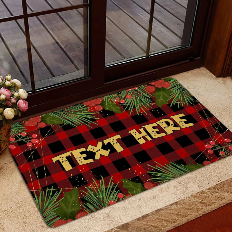 Custom Holiday Welcome Mat, Personalized Christmas Family Name Doormat, Winter Snowflake Front Door Mat, Xmas Entry Rug, Festive Present