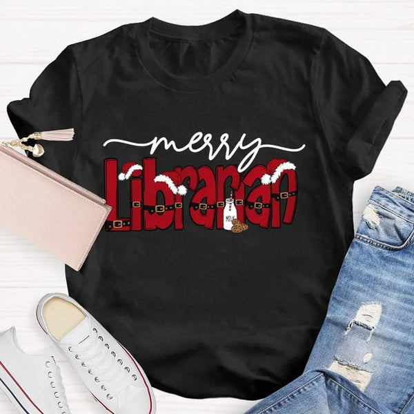Merry Christmas Bookish T-Shirt, Librarian Christmas Shirt, Holiday Book Lover Graphic Tee, Reading Teacher Winter Holiday Sh