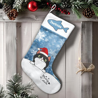 Kitten Christmas Stocking, Tuxedo Cat Christmas Stocking, Pet Lover Holiday Stocking, Comfy Winter Fireplace Mantel Decor, Cat Mom Present