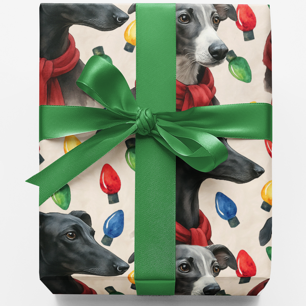 Greyhound Holiday Gift Wrap, Greyhound Christmas Wrapping Paper, Starlit Greyhound Winter Dog Wrapping Paper, Pet Present Wra