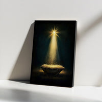 Star of Bethlehem Canvas Print, Nativity Manger Canvas Wall Art, Holy Light Religious Christmas Canvas, Christian Home Wall Decor Present
