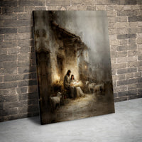 Holy Family Manger Canvas Wall Art, Nativity Scene Canvas Print, Religious Christmas Canvas Art, Christian Holiday Frameless Wall Decor