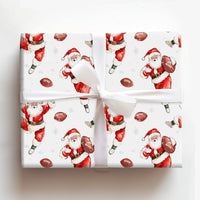 Christmas Sports Wrapping Paper, Football Santa Wrapping Paper, Watercolor Holiday Gift Wrapping Paper, Game Day Xmas Gift Wrap Paper