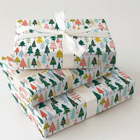 Colorful Stylized Holiday Gift Wrap, Modern Christmas Tree Wrapping Paper, Whimsical Tree Wrapping Paper, Festive Xmas Gift Wrap Roll
