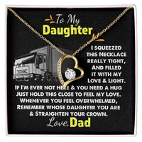 Trucker Dad Heart Pendant Necklace, To My Daughter Necklace, Forever Love Daughter Jewelry, Christmas Birthday Present Necklace