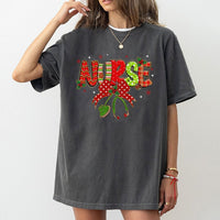 Festive Healthcare Medical Tee, Plaid Stethoscope Christmas Nurse T-Shirt, Adorable RN Nursing Student T-Shirt, Holiday Hospital Graphic Shirt