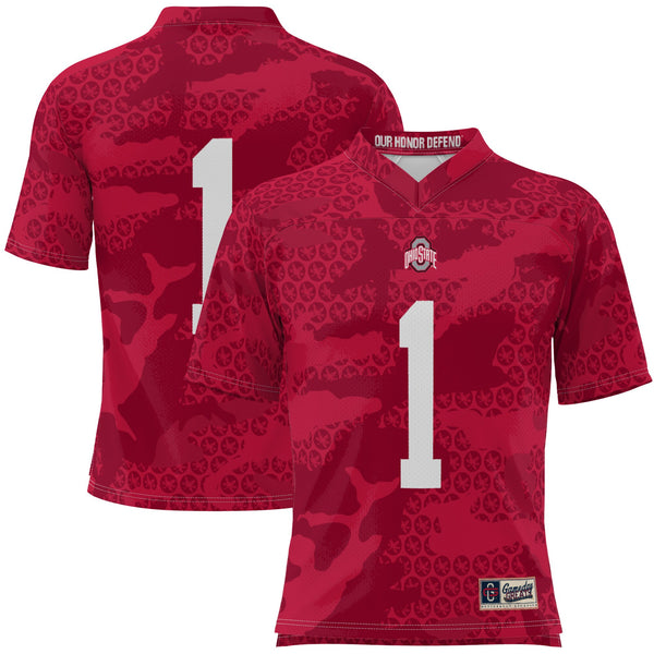 #1 Ohio State Buckeyes Camo Football Jersey - Scarlet
