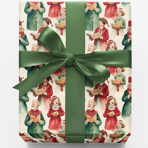 Christmas Choir Holiday Gift Wrap, Vintage Carolers Wrapping Paper, Nostalgic Xmas Wrapping Paper, Traditional Retro Gift Wra