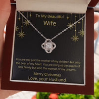 Cubic Zirconia Love Knot Pendant, Love Knot Necklace for Wife, 14k White Gold Over Stainless Steel Jewelry, Romantic Christmas Wife Present