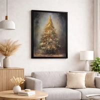 Oil Painting Style Holiday Decor Print, Christmas Tree Canvas Wall Art, Vintage Festive Winter Tree Canvas, Xmas Decor Digital Download