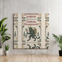 Vintage Fröhliche Krampusnacht Canvas Print, Krampus Square Canvas, Gothic Christmas Wall Art, Folk Art Folklore Canvas, Holiday Present