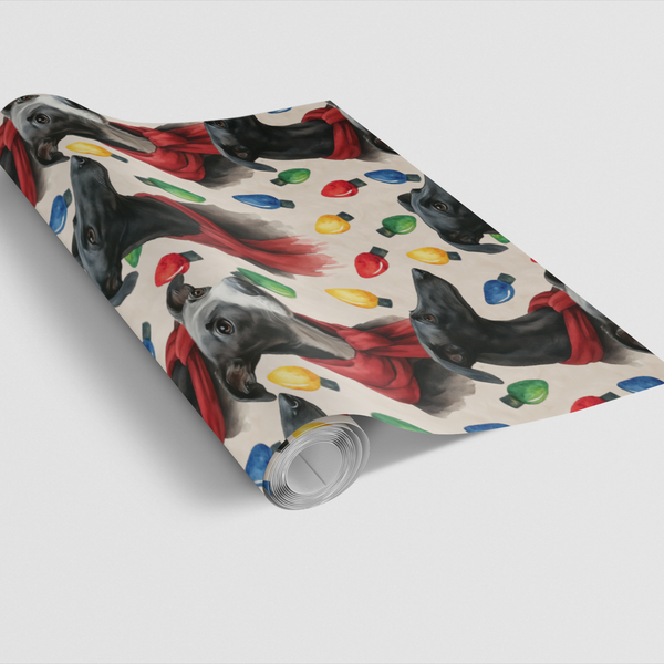 Greyhound Holiday Gift Wrap, Greyhound Christmas Wrapping Paper, Starlit Greyhound Winter Dog Wrapping Paper, Pet Present Wra