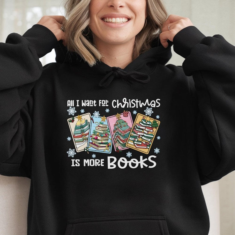 Bookish Tree Graphic Hoodie, Book Lover Christmas Hoodie, Librarian Holiday Hoodie, Comfy Reader Sweatshirt, Bookworm Xmas Present Pullover