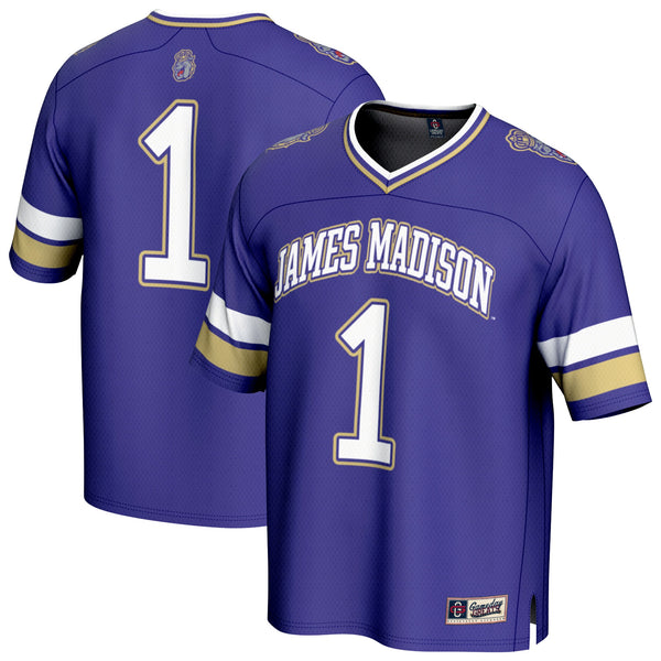 #1 James Madison Dukes Lightweight Collegiate Football Fashion Jersey - Purple