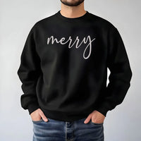 Minimalist Script Holiday Crewneck, Merry Christmas Sweatshirt, Festive Winter Aesthetic Pullover, Xmas Present for Women and Men