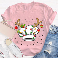 Humorous Holiday Baker Cook Shirt, Christmas Chef Hat Snowflake T-Shirt, Christmas Cooking Lights Tee, Kitchen Baking Christmas T-Shirt