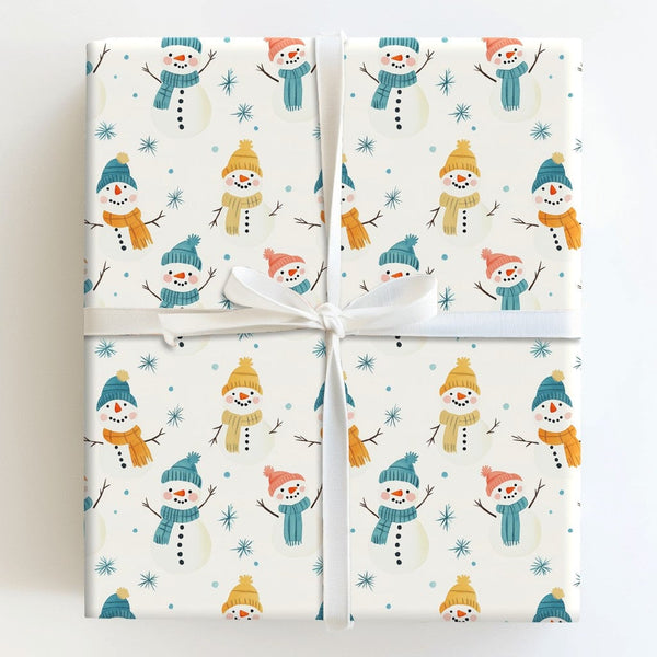 Whimsical Snowman Gift Wrap, Adorable Snowman Wrapping Paper, Festive Holiday Wrapping Paper, Christmas Snowman Paper, Winter