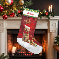 Custom Pet Photo Holiday Stocking, Personalized Dog Christmas Stocking, Name Velboa Animal Stocking, Dog Lover Xmas Decor, Pet Holiday Present