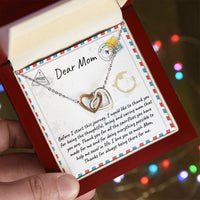 Two Tone Cubic Zirconia Heart Pendant, Mom Interlocking Hearts Necklace, Linked Hearts Mother Necklace, Christmas Birthday Present for Mom
