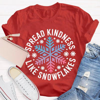 Christmas Kindness Graphic T-Shirt, Spread Kindness Like Snowflakes Shirt, Festive Winter Holiday Tee, Positive Teacher Christmas Present