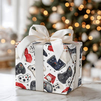Video Game Holiday Gift Wrap, Santa and Controller Wrapping Paper, Adorable Santa Head Christmas Wrapping Paper, Gamer Gift Wrap Paper