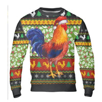 Humorous Farmhouse Chicken Holiday Crewneck, Rooster Ugly Christmas Sweater, Festive Xmas Poultry Jumper, Farm Lover Holiday Sweatshirt