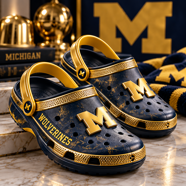 MICH Maize and Navy - Collegiate Statement Clogs - main