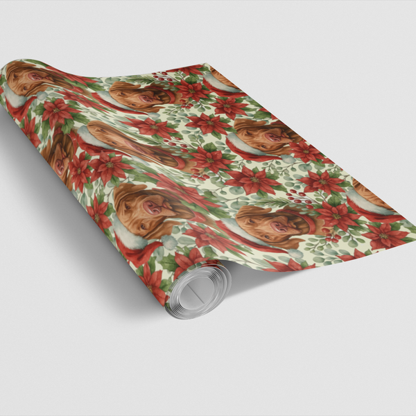 Festive Dog Gift Wrap, Vizsla Christmas Wrapping Paper, Santa Dog Wrapping Paper, Vizsla Lover Gift Wrap Roll, Holiday Xmas P