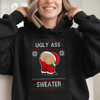 Humorous Santa Mooning Graphic Sweatshirt, Ugly Christmas Hoodie, Naughty Xmas Party Pullover, Humor Holiday Winter Present