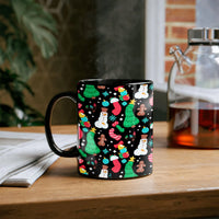Festive Snowman Gingerbread Tree Coffee Mug, Christmas Holiday Mug, Adorable Winter Holiday Pattern Ceramic Cup, Xmas Season Drinkware