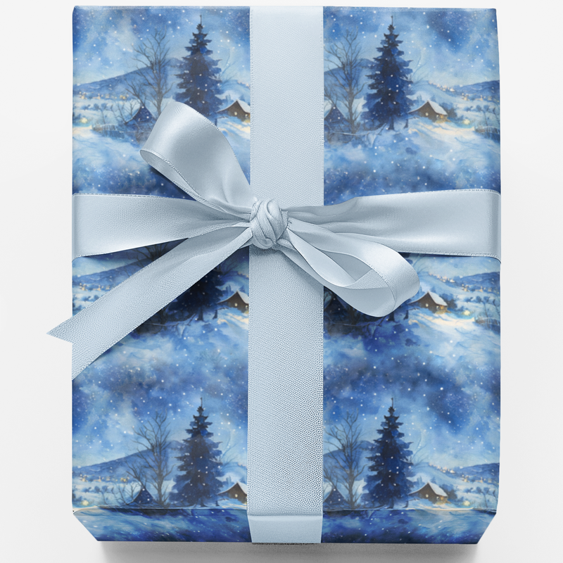 Winter Wonderland Gift Wrap, Silent Snowfall Wrapping Paper, Holiday Wrapping Paper Roll, Christmas Present Wrap, Winter Present Paper