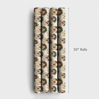 Watercolor Dog Wreath Gift Wrap, Yellow Lab Christmas Wrapping Paper, Yellow Labrador Holiday Wrapping Paper, Dog Lover Xmas Wrapping Paper