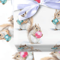 Woodland Animal Holiday Gift Wrap, Squirrel Christmas Wrapping Paper, Adorable Squirrel Wrapping Paper Roll, Festive Winter Wrapping Paper