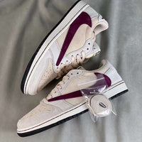 Basketball Shoes, White Burgundy Colorway, Reverse Hook Design, Lace Up Design, Casual Gift for Shoe Lovers