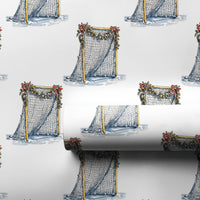 Watercolor Hockey Goal Net Gift Wrap, Christmas Hockey Wrapping Paper, Winter Sports Holiday Wrapping Paper, Ice Hockey Fan Xmas Gift Wrap