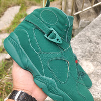 High Top Sneakers, Green Colorway, Strap Design, Casual Gift for Sneaker Fans