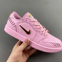 Low Top Sneakers, Pink Gold Colorway, Lace Up Design, Casual Gift for Sneaker Fans