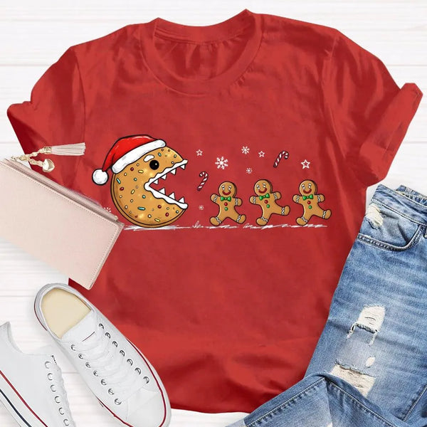 Adorable Snowflake Christmas Tee, Christmas Biscuit Santa Hat Shirt, Holiday Biscuit T-Shirt, Winter Cookie Shirt, Christmas 