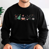 Adorable Holiday Kitties Sweater, Christmas Black Cat Sweatshirt, Humorous Xmas Cat Pullover, Retro Winter Cat Lover Crewneck, Holiday Present