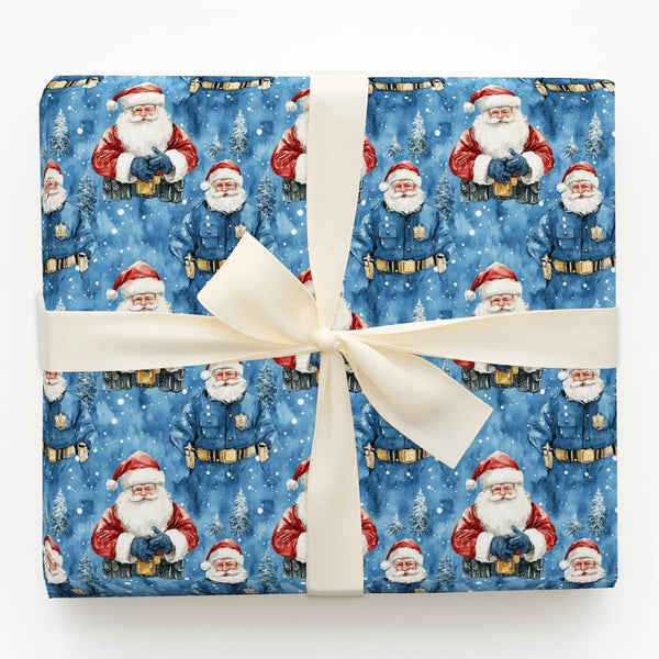 First Responder Christmas Gift Wrap, Police Officer Santa Wrapping Paper, Law Enforcement Holiday Wrapping Paper, Cop Xmas Gi