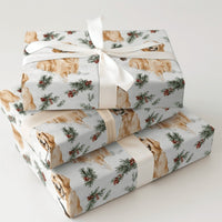 Watercolor Winter Dog Gift Wrap, Golden Retriever Wrapping Paper, Christmas Dog Gift Wrapping Paper, Holiday Pet Gift Wrap