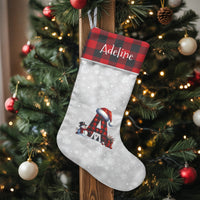Buffalo Plaid Custom Name Stocking, Personalized Initial A Christmas Stocking, Rustic Monogram Holiday Stocking, Family Mantle Decor Present