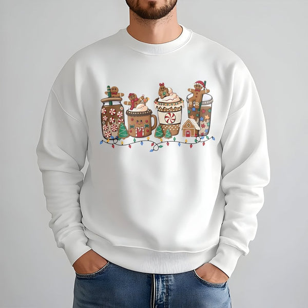 Adorable Christmas Coffee Holiday Crewneck, Gingerbread Hot Cocoa Sweatshirt, Gingerbread Bakery Sweater, Comfy Xmas Coffee P