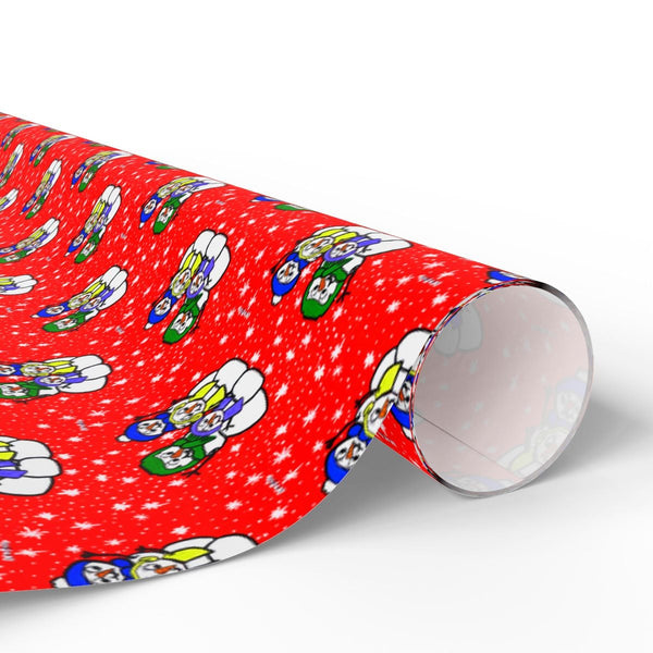 Red Holiday Gift Wrap, Snowman Family Christmas Wrapping Paper, Adorable Winter Snowmen Wrapping Paper, Festive Xmas Holiday 