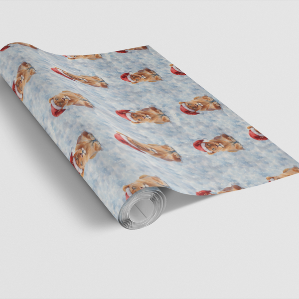 Santa Hat Christmas Gift Wrap, Winter Lioness Wrapping Paper, Festive Wildlife Holiday Wrapping Paper, Adorable Animal Gift W