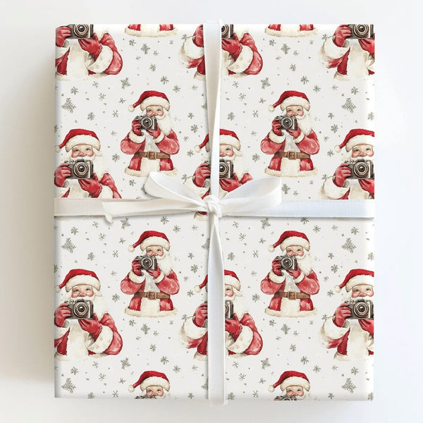 Vintage Camera Christmas Gift Wrap, Photographer Santa Wrapping Paper, Photography Holiday Wrapping Paper, Photo Lover Wrappi