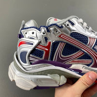 Low Top Sneakers, Blue Red Silver Colorway, Lace Up Design, Casual Gift for Sneaker Fans