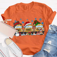 Snowflake Holiday Graphic T-Shirt, School Bus Christmas Shirt, Adorable Bus Driver Christmas Tee, Back to School Winter Holiday Shirt