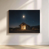 Star of Bethlehem Canvas Print, Nativity Scene Canvas Wall Art, Rustic Manger Holy Night Canvas, Religious Christmas Decor Present